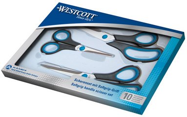 WESTCOTT Ciseaux Easy Grip, lot de 3