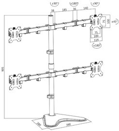LogiLink Bras support pour 4 écrans, avec socle, noir