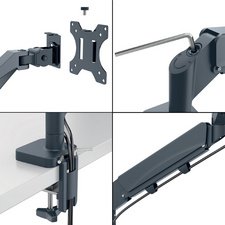 LEITZ Bras double pour écrans Ergo Dual, gris foncé