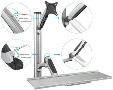 DIGITUS Support pour écran LCD/LED, avec porte-clavier