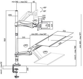 LogiLink Poste de travail assis-debout, pour 1 moniteur,noir