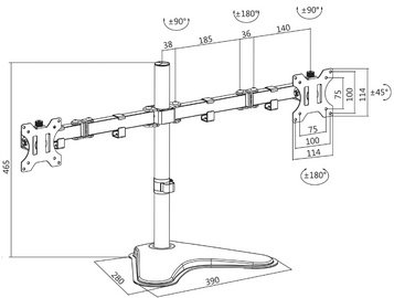 LogiLink Bras support double, socle, longueur du bras 399 mm