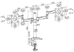 LogiLink Bras support pour 2 écrans, longueur bras: 342 mm