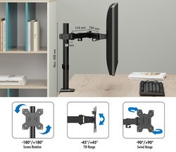 LogiLink Bras support pour écran, longueur bras 376 mm, noir
