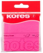 Kores Note adhésive NEON, 75 x 75 mm, uni, rose fluo