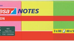 tesa Bloc de notes adhésives couleurs néon, 40 x 50 mm