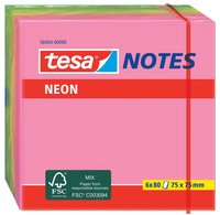 tesa Bloc de notes adhésives, couleurs néon, 75 x 75 mm