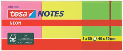 tesa Bloc de notes adhésives, couleurs néon, 75 x 75 mm
