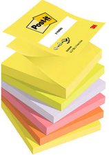 Post-it Bloc-notes adhésif z-notes, 76 x 76 mm, 6 couleurs