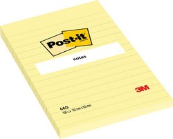 Post-it Bloc-note adhésif, 101 x 152 mm, ligné, jaune