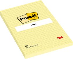 Post-it Bloc-note adhésif, 101 x 152 mm, quadrillé, jaune