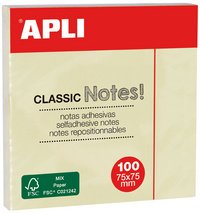 APLI Notes adhésives "CLASSIC Notes!", 75 x 50 mm, jaune