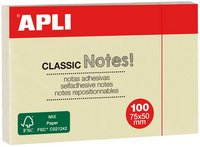 APLI Notes adhésives "CLASSIC Notes!", 75 x 50 mm, jaune