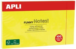 APLI Notes adhésives "FUNNY Notes!", 75 x 75 mm, jaune fluo