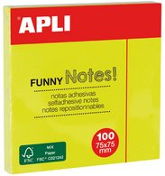 APLI Notes adhésives "FUNNY Notes!", 75 x 75 mm, rose fluo