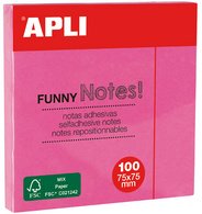 APLI Notes adhésives "FUNNY Notes!", 125 x 75 mm, jaune fluo