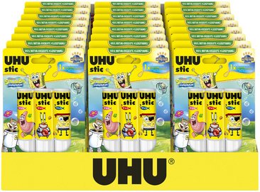 UHU Bâton de colle stic Bob l'éponge, 3 x 21 g, présentoir