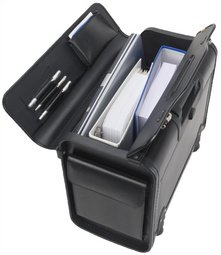 Alassio Valise pilote "SILVANA", cuir, avec trolley, noir