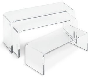 deflecto Podium rectangulaire, transparent, set de 3
