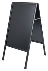 Bi-Office Panneau trottoir, avec tableau noir, noir
