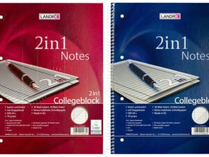 LANDRÉ Collegeblock "2 en 1" format A4, 2 linéatures,