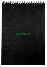 RHODIA Bloc reliure intégrale GREENPAD, A4+, quadrillé, noir