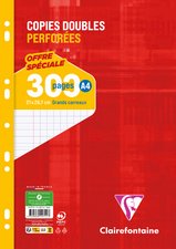 Clairefontaine Copies doubles perforées, A4, quadrillé 5x5