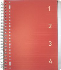 kangaro Cahier à spirale 4en1, A4, ligné, 200 pages, rouge