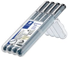 STAEDTLER Feutre à pigment, étui de 4, noir