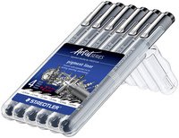 STAEDTLER Feutre à pigment, étui de 4+2 GRATUIT, noir