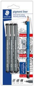 STAEDTLER Feutre à pigment "Artist Set", noir, carte blister