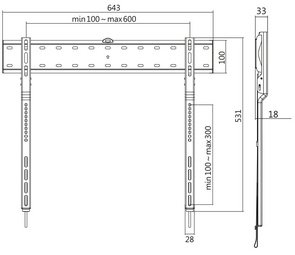 LogiLink Support mural pour TV, plat, pour 109,22-203,20 cm