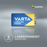 VARTA Pile alcaline Longlife Power, E-Bloc (9V/6LR61)
