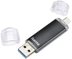 hama Clé USB 3.0 "Laeta Twin", 32 GB, noir