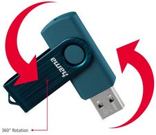 hama Clé USB 3.0 "Rotate", 128 GB, bleu pétrole