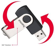 hama Clé USB 2.0 "Rotate", 128 GB, noir/argent