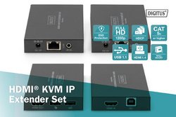 DIGITUS Kit d'extension KVM HDMI IP, noir