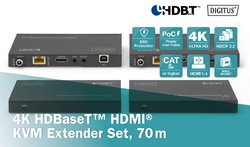 DIGITUS Kit d'extension KVM HDMI 4K HDBaseT, 70 m, noir