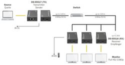 DIGITUS Kit d'extension Video HDMI IP, 120 m, noir