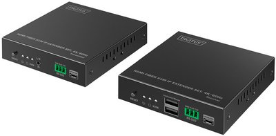 DIGITUS Kit d'extension IP HDMI 4K, fibre, 300 m / 40 km