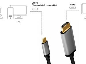LogiLink Câble USB, fiche mâle USB-C-mâle HDMI-A, 1,8 m