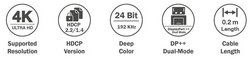 DIGITUS Adaptateur DisplayPort 1.2, mDP - HDMI-I, 0,2 m