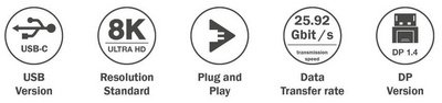 DIGITUS Câble adaptateur bidirectionnel USB Typ C vers DP