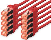 DIGITUS Câble de brassage Cat.6, S/FTP, 0,25 m, par 10, noir