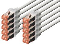 DIGITUS Câble de brassage Cat.6, S/FTP, 5,0 m, par 10, blanc