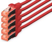 DIGITUS Câble patch Cat. 6, S/FTP, 10,0 m, set de 5, bleu
