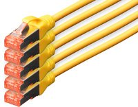 DIGITUS Câble patch Cat. 6, S/FTP, 15,0 m, set de 5, gris