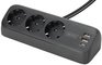 DIGITUS Steckdosenleiste, 3-fach + 3x USB, schwarz