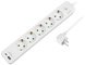 LogiLink Steckdosenleiste, 5-fach, 2x USB, mit Schalter