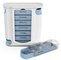 HARO Pilulier semainier, pour 7 jours, 4 cases, bleu / blanc